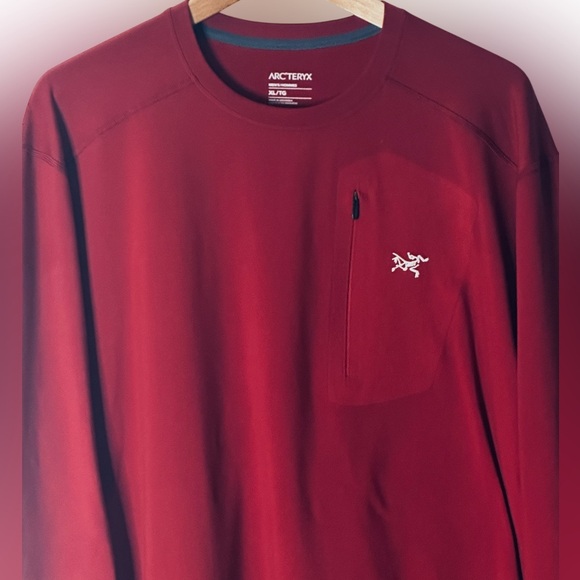 ARCTERYX MENS XL RHO LT CREW NECK BASELAYER RED. MOISTURE WICKING NEVER WORN - Picture 11 of 15